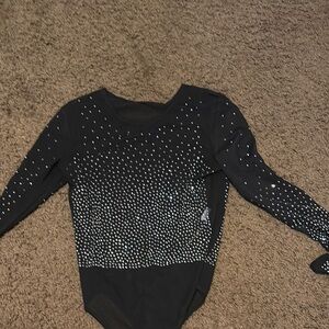 Black Long Sleeve Rhinestone Bodysuit